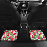 White Tropical Watermelon Pattern Print Front and Back Car Floor Mats