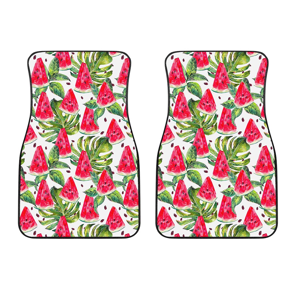 White Tropical Watermelon Pattern Print Front Car Floor Mats