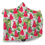 White Tropical Watermelon Pattern Print Hooded Blanket