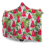 White Tropical Watermelon Pattern Print Hooded Blanket