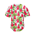 White Tropical Watermelon Pattern Print Men's Baseball Jersey
