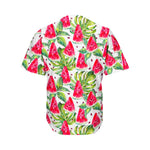 White Tropical Watermelon Pattern Print Men's Baseball Jersey