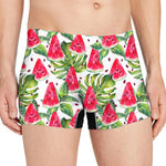 White Tropical Watermelon Pattern Print Men's Boxer Briefs