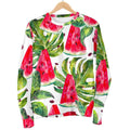 White Tropical Watermelon Pattern Print Men's Crewneck Sweatshirt
