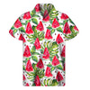 White Tropical Watermelon Pattern Print Men's Short Sleeve Shirt