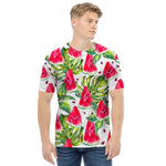 White Tropical Watermelon Pattern Print Men's T-Shirt