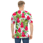 White Tropical Watermelon Pattern Print Men's T-Shirt