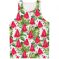 White Tropical Watermelon Pattern Print Men's Tank Top