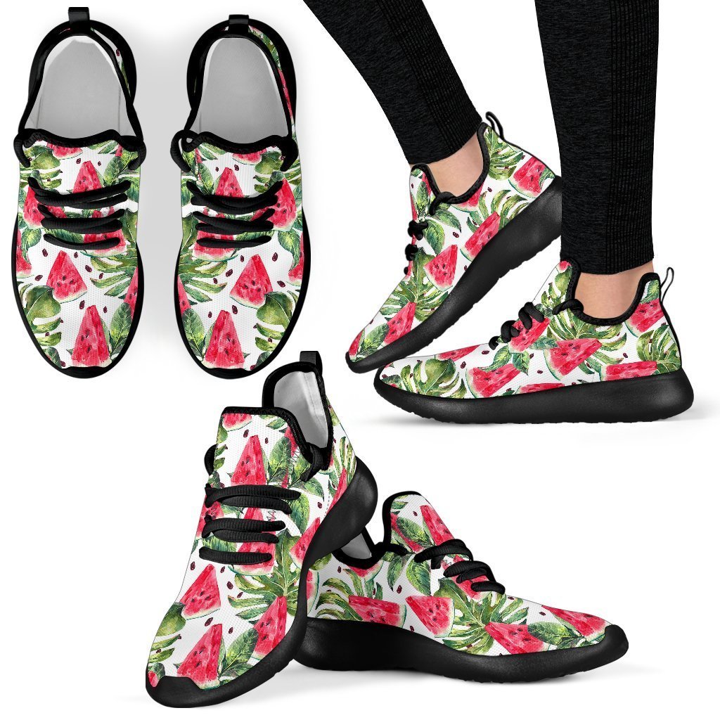 White Tropical Watermelon Pattern Print Mesh Knit Shoes GearFrost
