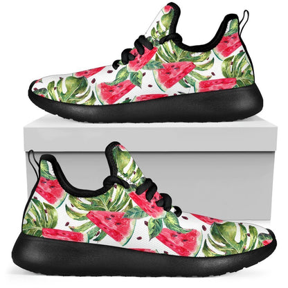 White Tropical Watermelon Pattern Print Mesh Knit Shoes GearFrost