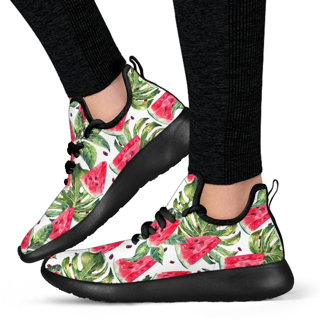 White Tropical Watermelon Pattern Print Mesh Knit Shoes GearFrost
