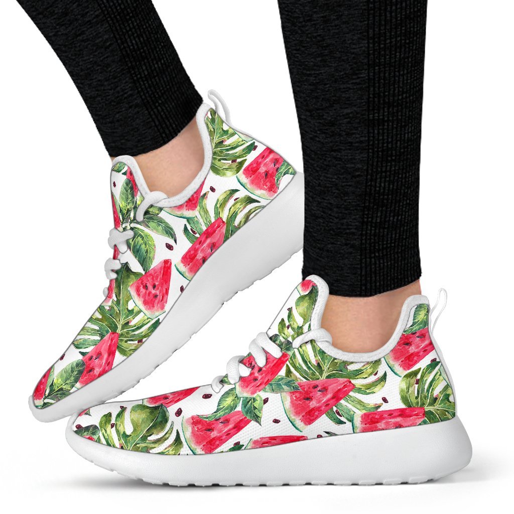 White Tropical Watermelon Pattern Print Mesh Knit Shoes GearFrost