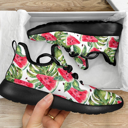 White Tropical Watermelon Pattern Print Mesh Knit Shoes GearFrost