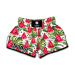 White Tropical Watermelon Pattern Print Muay Thai Boxing Shorts