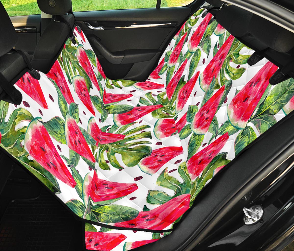 White Tropical Watermelon Pattern Print Pet Car Back Seat Cover