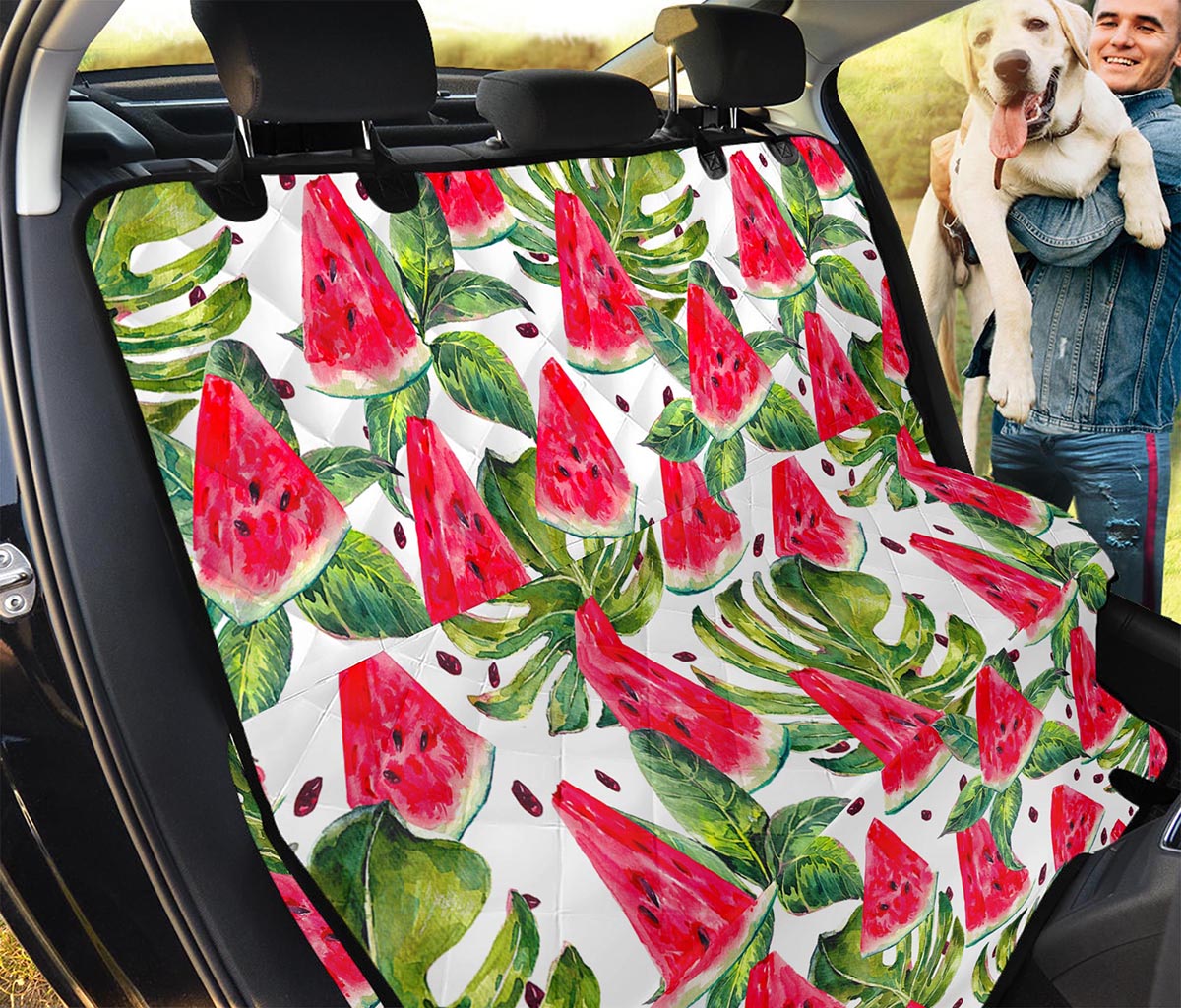 White Tropical Watermelon Pattern Print Pet Car Back Seat Cover