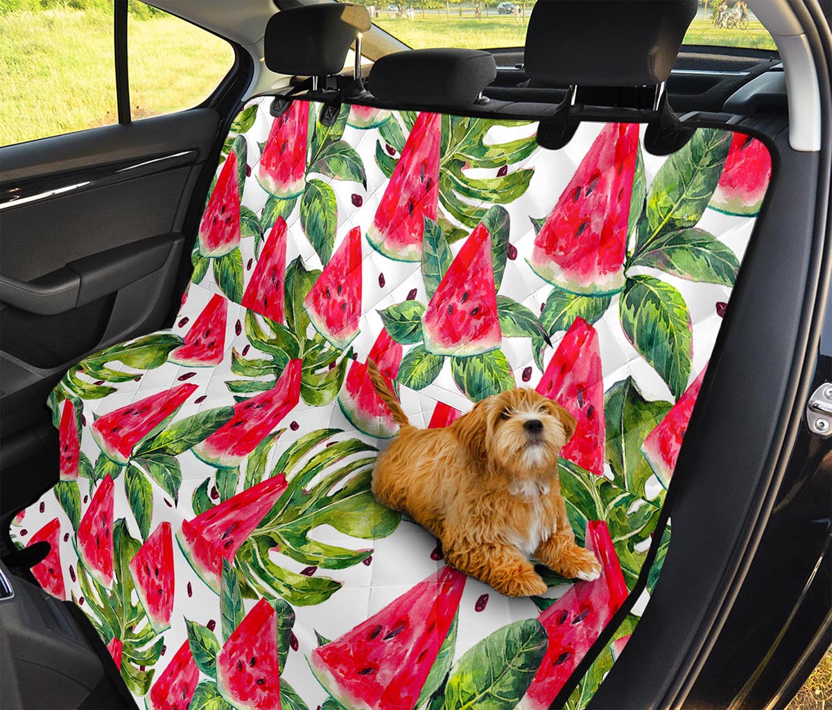 White Tropical Watermelon Pattern Print Pet Car Back Seat Cover