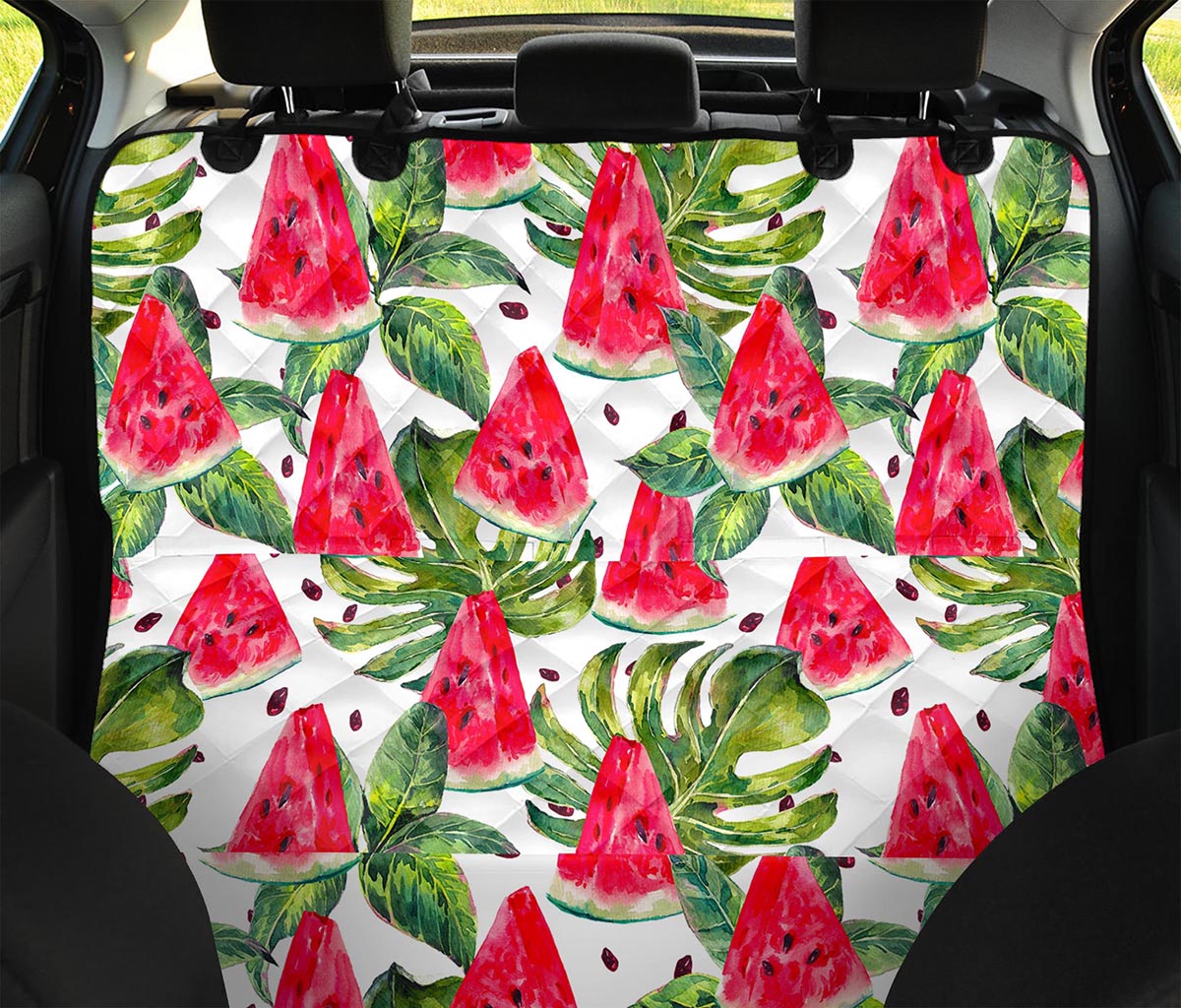 White Tropical Watermelon Pattern Print Pet Car Back Seat Cover