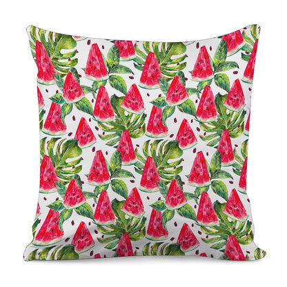 White Tropical Watermelon Pattern Print Pillow Cover