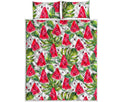 White Tropical Watermelon Pattern Print Quilt Bed Set