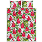 White Tropical Watermelon Pattern Print Quilt Bed Set