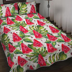 White Tropical Watermelon Pattern Print Quilt Bed Set