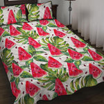 White Tropical Watermelon Pattern Print Quilt Bed Set