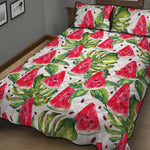 White Tropical Watermelon Pattern Print Quilt Bed Set