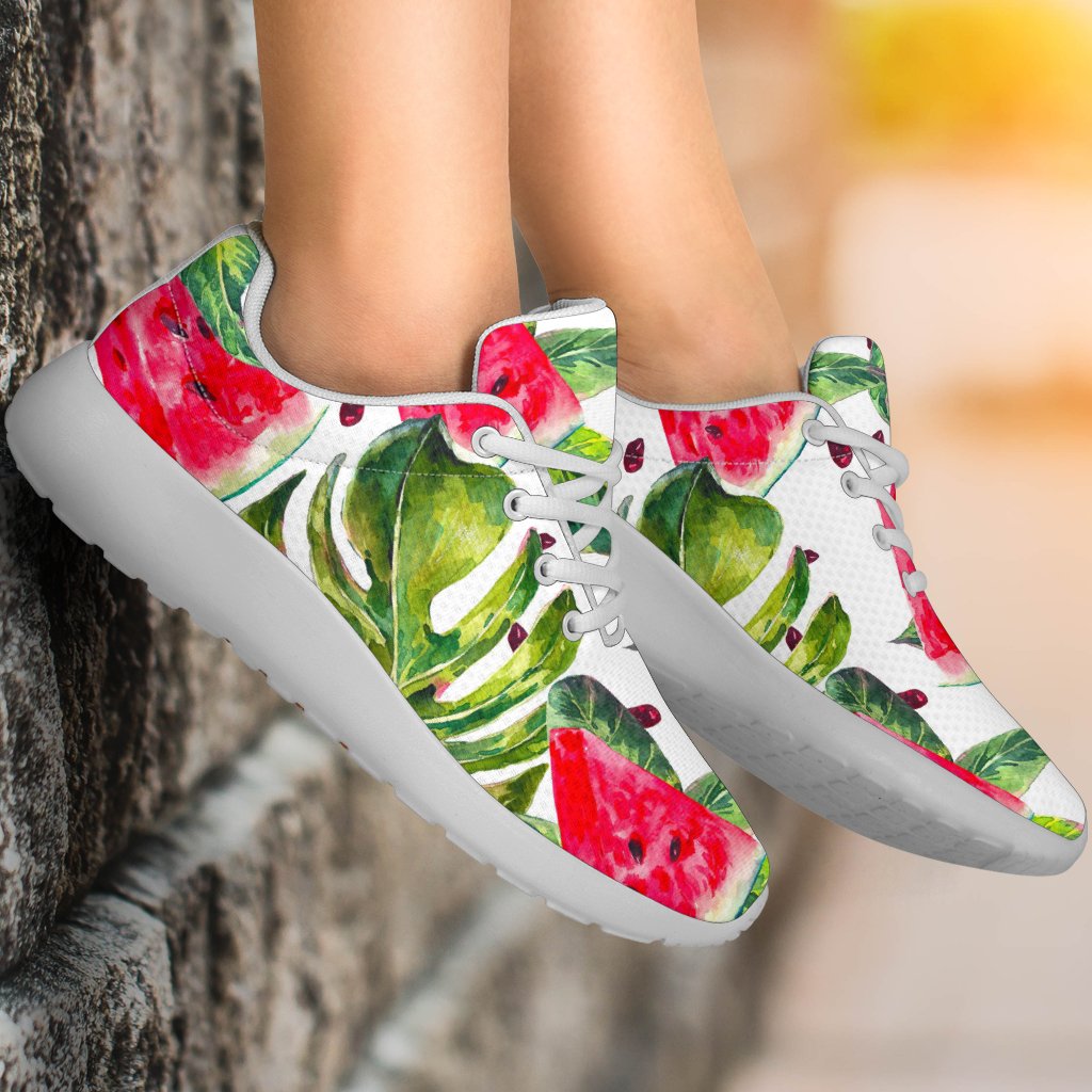 White Tropical Watermelon Pattern Print Sport Shoes GearFrost