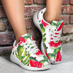 White Tropical Watermelon Pattern Print Sport Shoes GearFrost