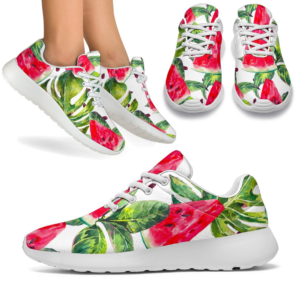 White Tropical Watermelon Pattern Print Sport Shoes GearFrost