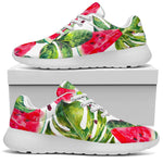 White Tropical Watermelon Pattern Print Sport Shoes GearFrost