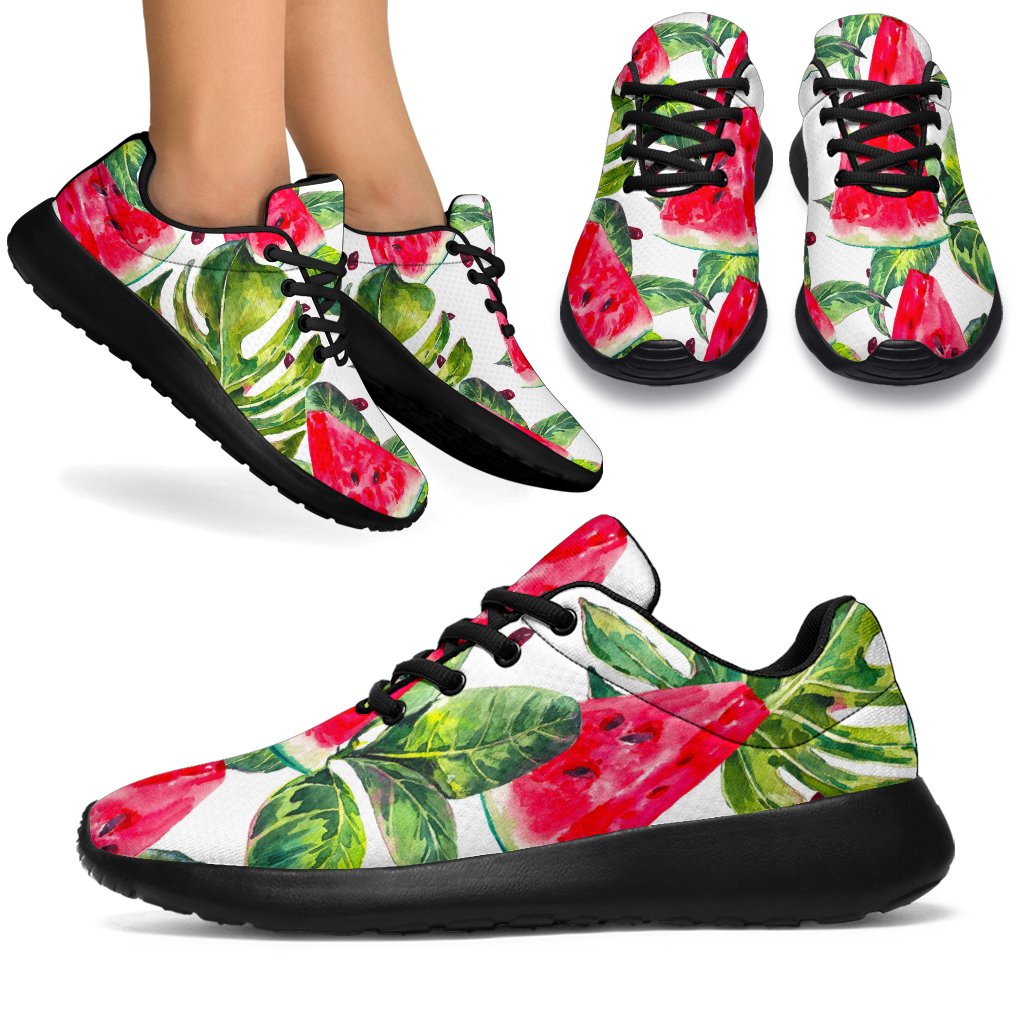 White Tropical Watermelon Pattern Print Sport Shoes GearFrost