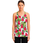 White Tropical Watermelon Pattern Print Women's Racerback Tank Top