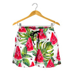 White Tropical Watermelon Pattern Print Women's Shorts