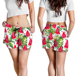 White Tropical Watermelon Pattern Print Women's Shorts