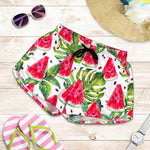 White Tropical Watermelon Pattern Print Women's Shorts