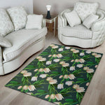 White Tulip Pattern Print Area Rug