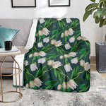 White Tulip Pattern Print Blanket