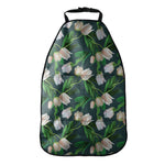 White Tulip Pattern Print Car Seat Organizers