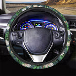 White Tulip Pattern Print Car Steering Wheel Cover