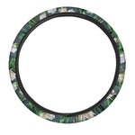 White Tulip Pattern Print Car Steering Wheel Cover