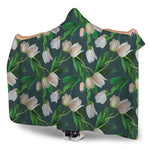 White Tulip Pattern Print Hooded Blanket