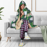 White Tulip Pattern Print Hooded Blanket