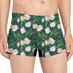White Tulip Pattern Print Men's Boxer Briefs