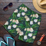 White Tulip Pattern Print Men's Shorts