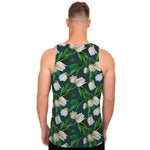 White Tulip Pattern Print Men's Tank Top