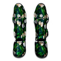 White Tulip Pattern Print Muay Thai Shin Guards