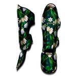 White Tulip Pattern Print Muay Thai Shin Guard