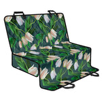 White Tulip Pattern Print Pet Car Back Seat Cover